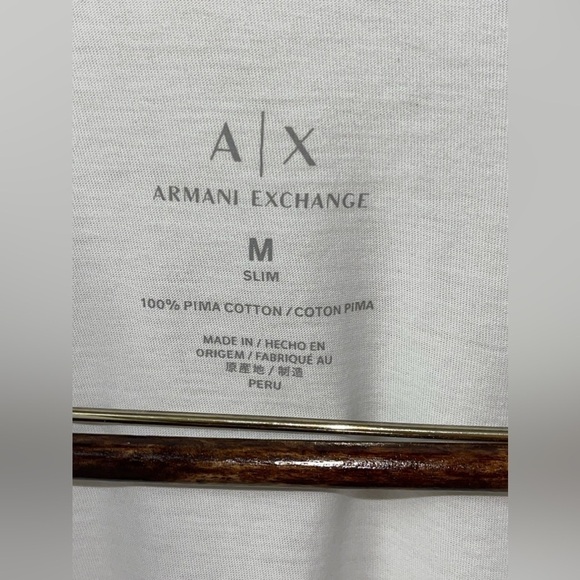 Armani Exchange t-shirt in white Size Medium Slim 100% pima cotton - Picture 3 of 3